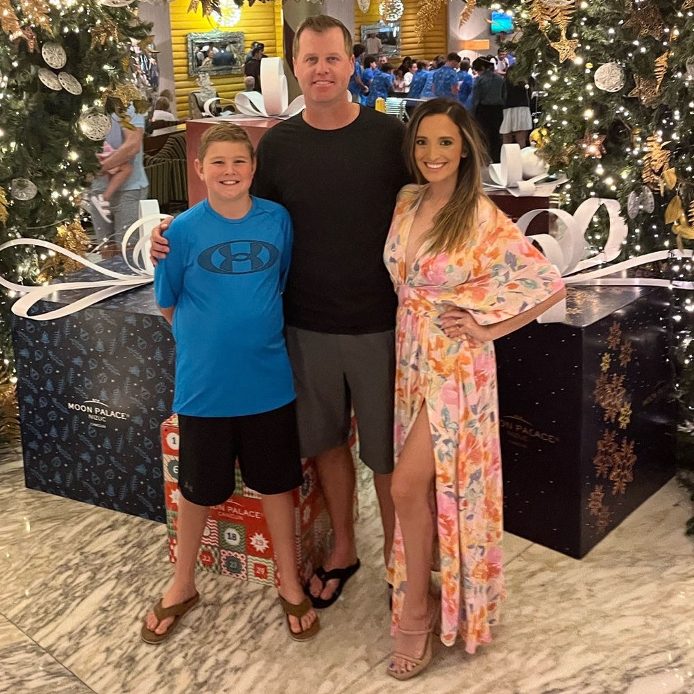 Light weight, like new, Floral maxi dress with deep V and high slit